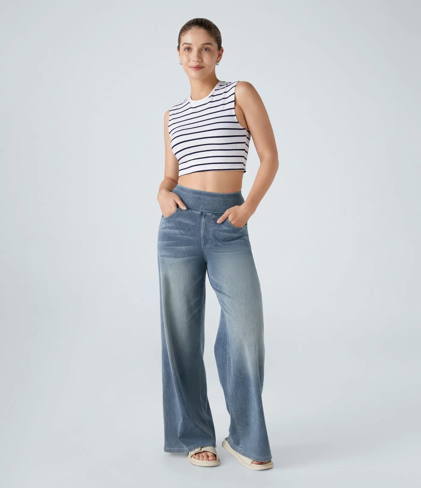 Elin™ | Högmidjade Stretchbyxor